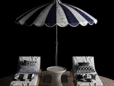 Beach lounge outdoor set 4 3D model