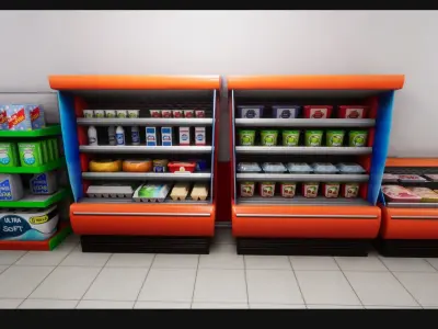 Stylized Corner Store Low-poly 3D model