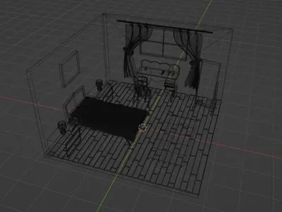 Isometric Bedroom Free low-poly 3D model