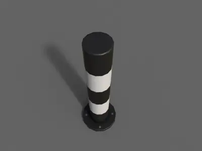 PBR Bollard BlackWhite Low-poly 3D model