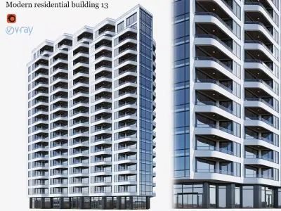 Modern residential building 13 3D model