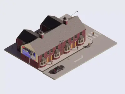 Terraced House Street Model 3D model