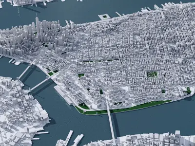 New York City MANHATTAN with Terrain 3D model