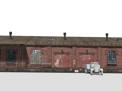 Old brick warehouse Low-poly 3D model
