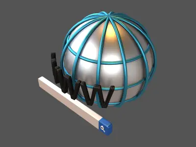 WWW Icon with Search Bar v1 004 Low-poly 3D model