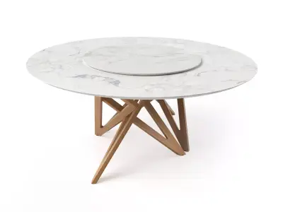 Ennea Dining Table with Lazy Susan 3D model