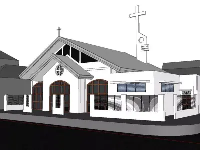 Architecture-Religion-God-Culture-Temple-0131 church with cross 3D model