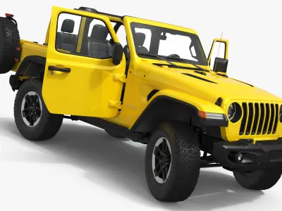  Jeep Wrangler 4x4 Trail SUV Yellow Rigged for Cinema 4D 