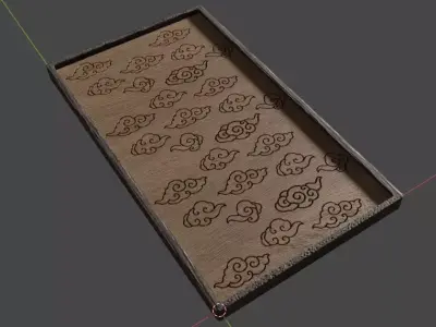 Wood Engravings Oriental Clouds Pattern Panel Free 3D model