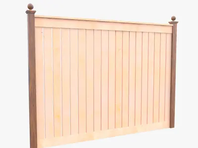 Modular Wooden Fence Low-poly 3D model