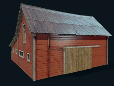 Farm Red Barn Low-poly 3D model