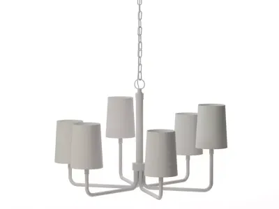 Five Arm Jute Chandelier by Anthropologie in White Low-poly 3D model