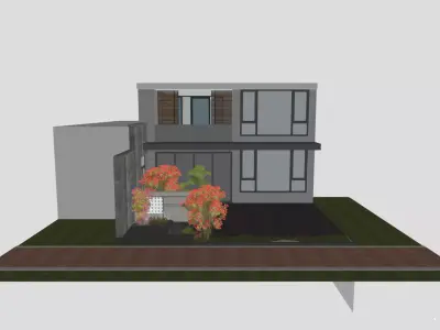 High Precision Villa Courtyard Entrance Bundle Building Scenic 3D model