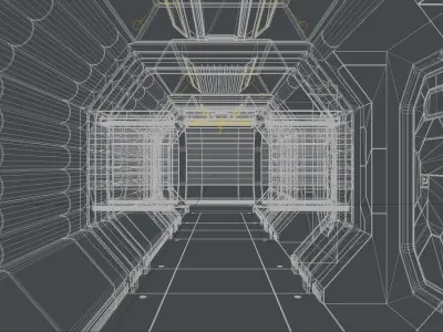 Sci Fi Corridor White Room Low-poly 3D model