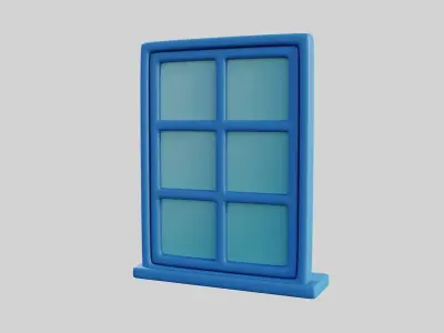 Cartoon Window 7a Low-poly 3D model