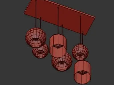 Sintra five light pendant with glass bulbs hanging from metal... 3D model