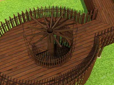 Elevated Wooden Walkway and Cocoon Pavilion Complete Scene 3D model