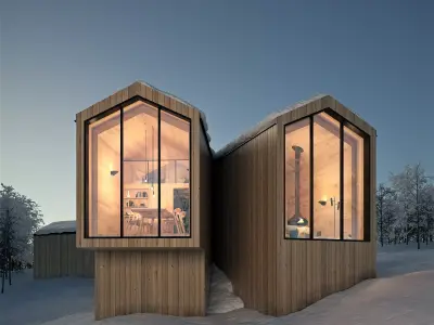 Exterior House Scene 5 - Winter Snow Cabin 3D model