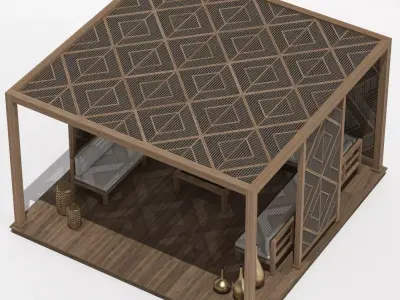 Wood Pattern Gazebo pergola 3D model