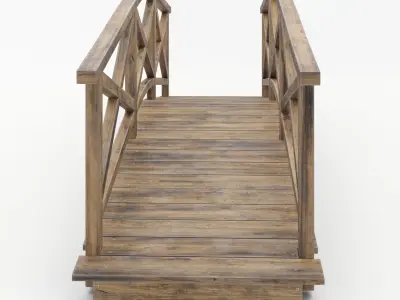 Bridge with handrails Low-poly 3D model