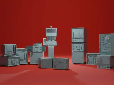 Radio Monitor Servers Tech Sci-Fi scatter terrain greebles 3D print model