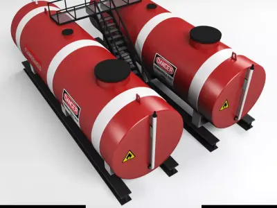 Oil tank industrial double Low-poly 3D model