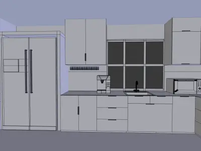 The Kitchen modern with cabinets 3D model