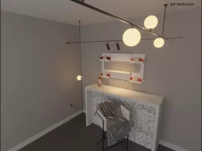 product 4 room with table and chairs Free 3D model