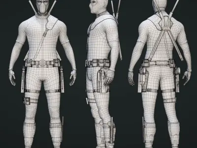  Deadpool Rigged Realtime - GameRess - Blender Eevee 