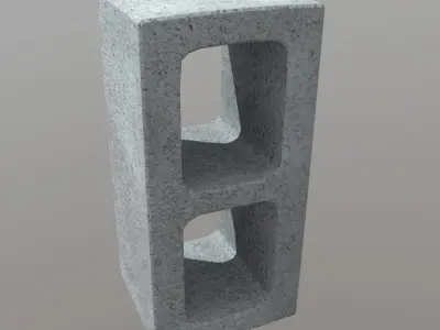 Cinderblock concrete block Low-poly 3D model