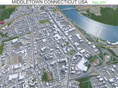 Middletown Connecticut USA 15km Low-poly 3D model