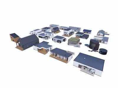 House Pack of 20 - created with Revit Family  Low-poly 3D model