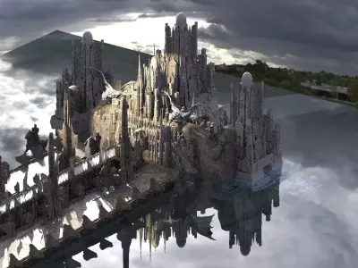 Ancient Babylon Bridge to the gods extended Walkways 3D model