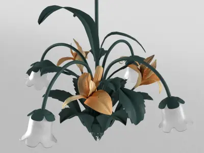 1980s Floral Ceiling Lamp 3D model