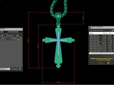 High Cross Pendant Light Gold 18K 3CP023 3D print model