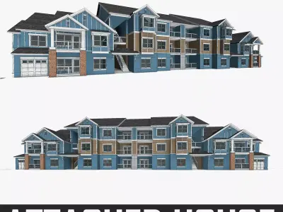 Attached House  Low-poly 3D model