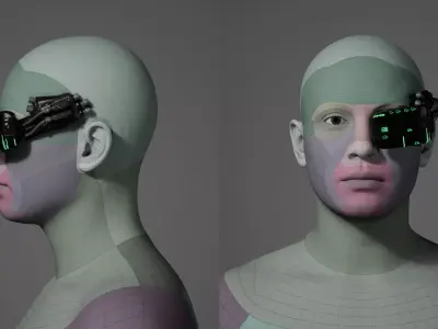 Cyber Eye Scanner - Sci-Fi Augmented HUD Implant Low-poly 3D model