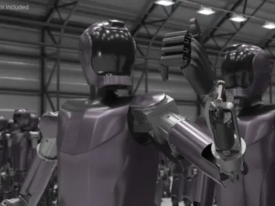  Automation Biped Robot Purple Rigged for Cinema 4D 
