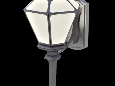 Wall hung ornate architectural scene light exterior fixture Low-poly 3D model