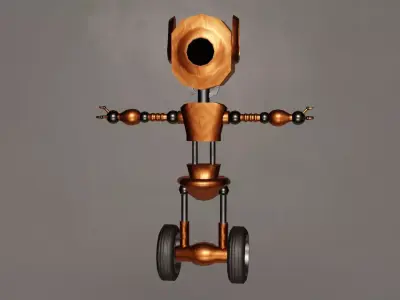 Low Poly Wheel Robot- Rigged Low-poly 3D model