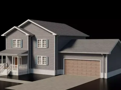 American Cottage House 1 Low-poly 3D model purchase