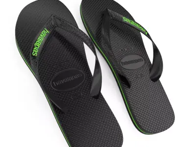 Black and Green Havaianas - Realistic Flip Flops Low-poly 3D model