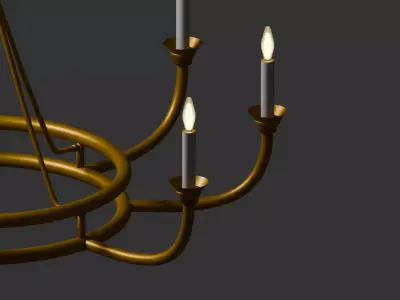 Stylized Gold Candle Chandelier  Low-poly 3D model