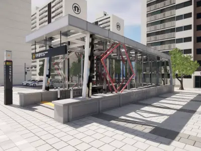 Korean Underground Metro Entrance 02 Low-poly 3D model