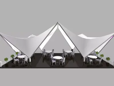 Tent model with tables and chairs 3D model