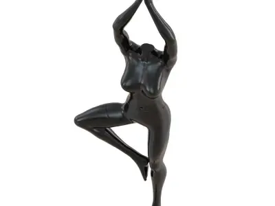 Female headless mannequin stands in yoga pose 70 3D model