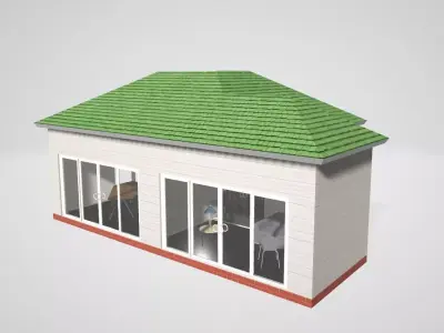 Office house with roof 3D model