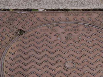 Squared manhole -03- High-poly and Low-poly 3D model