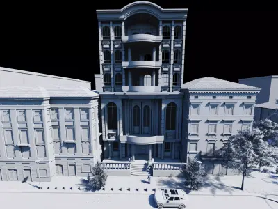 Classic stone facade-Building Classic Facade Element 3D model 10