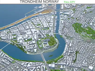 Trondheim City 3d model Norway Low-poly 3D model